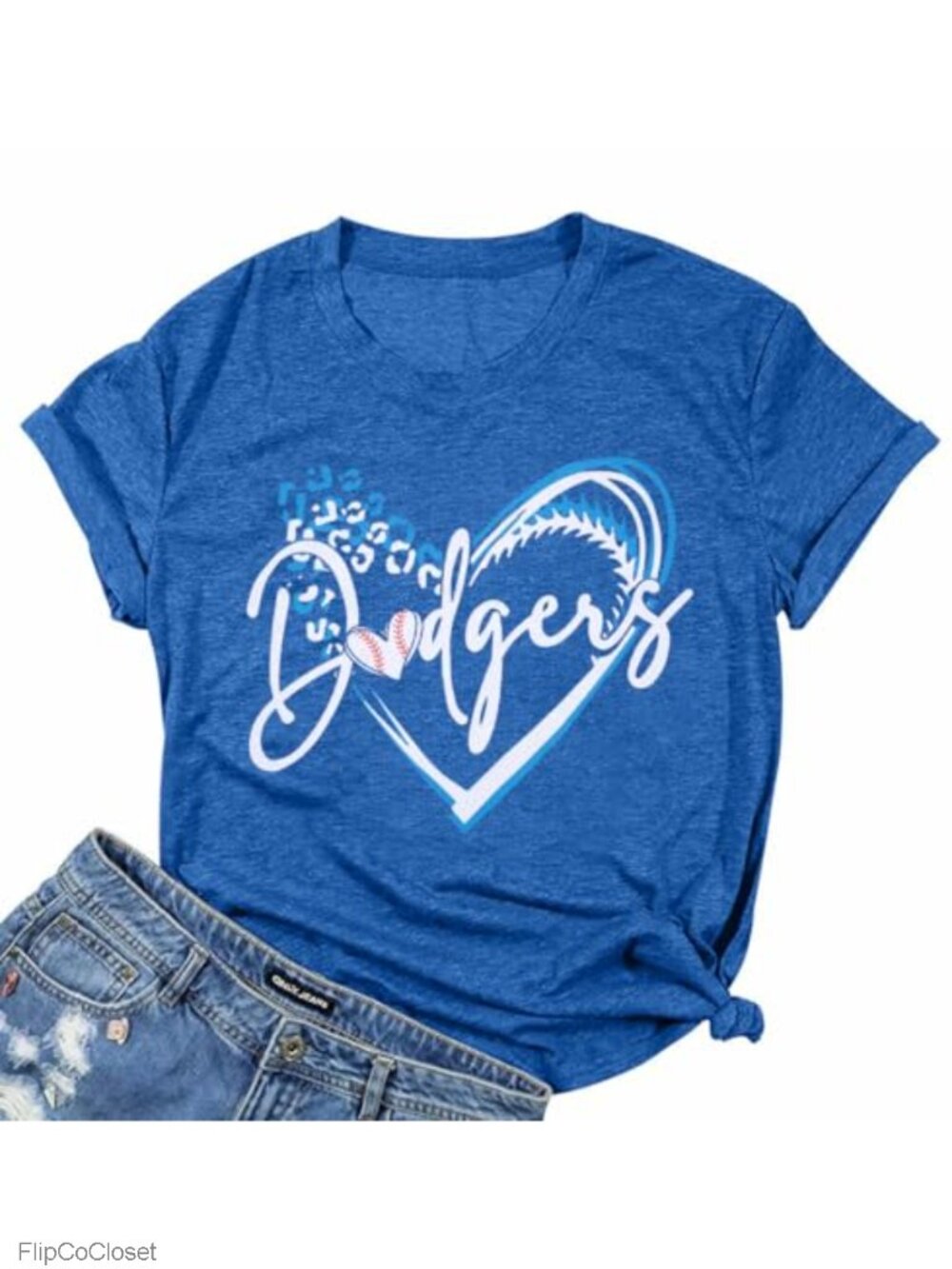 Baseball Mom Heart Graphic Tee Game Day Short Sleeve Crew Neck T-Shirt